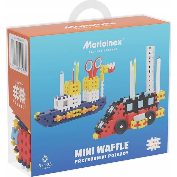 Marioinex Klocki konstrukcyjne Mini Waffle - Przyborniki pojazdy 140 elementów