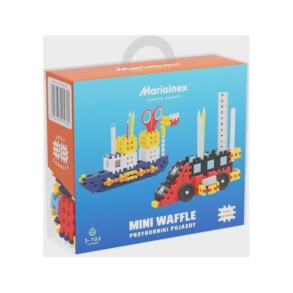 Marioinex Klocki konstrukcyjne Mini Waffle - Przyborniki pojazdy 140 elementów