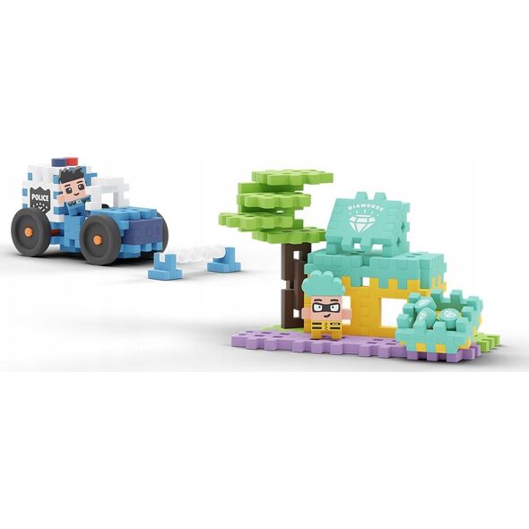 Marioinex Klocki konstrukcyjne Waffle mini - Auto policyjne i sklep jubilerski