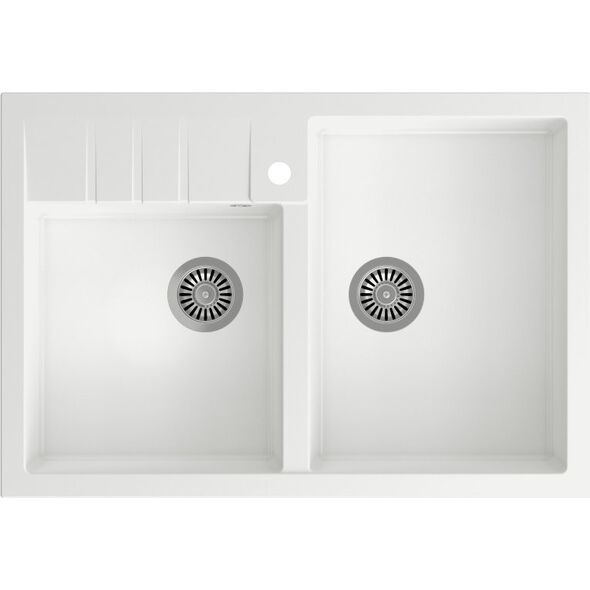 Zlewozmywak Quadron BILL 120 GraniteQ snow white/elementy stalowe