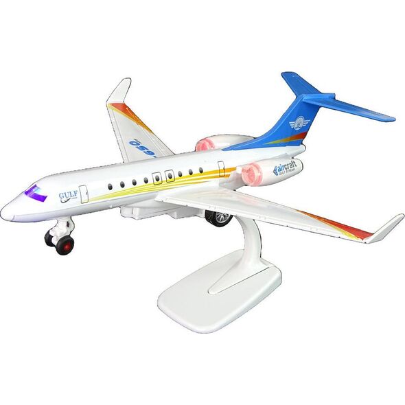 LeanToys Samolot Pasażerski G-650 Napęd Dźwięk Światła Metalowy Biały
