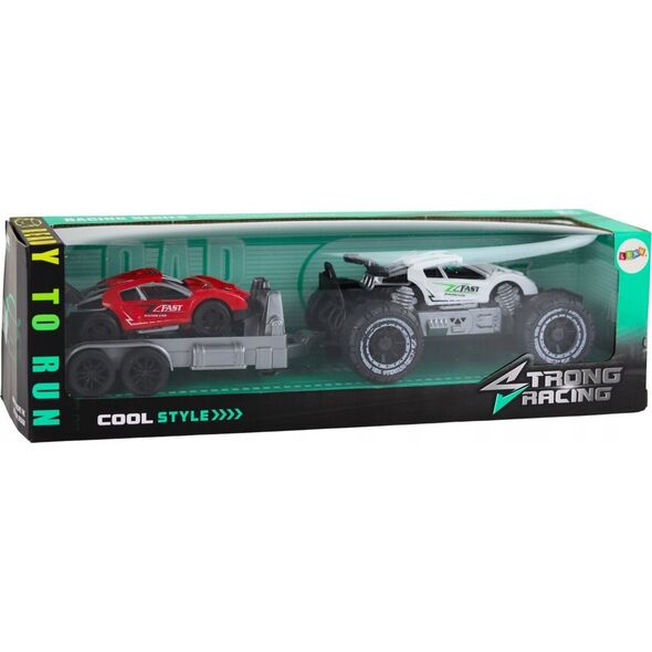 LeanToys Auto Terenowe Białe Laweta Pojazd Sportowy Zestaw