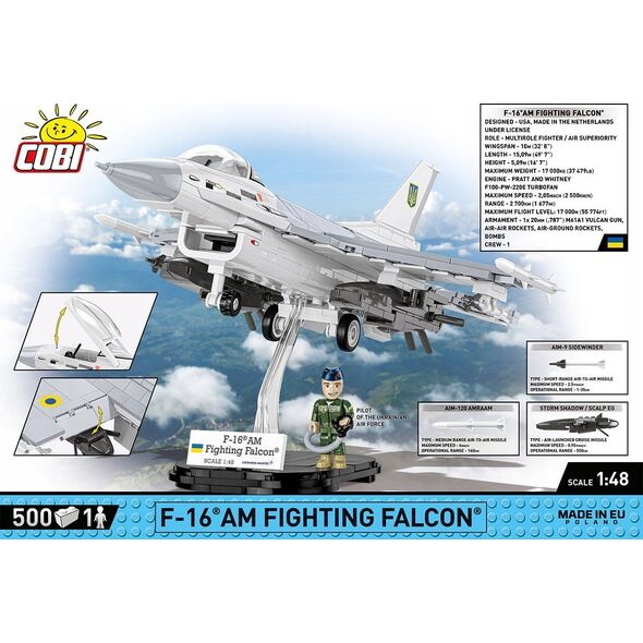 Cobi COBI 5893 Armed Forces Samolot wielozadaniowy F-16AM Fighting Falcon UA 500 klocków