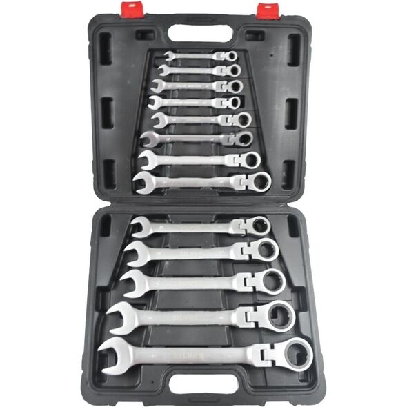 Silver Klucz płasko-oczkowy z przegubem i grzechotką 6-32mm 13szt. (SK-013-01)