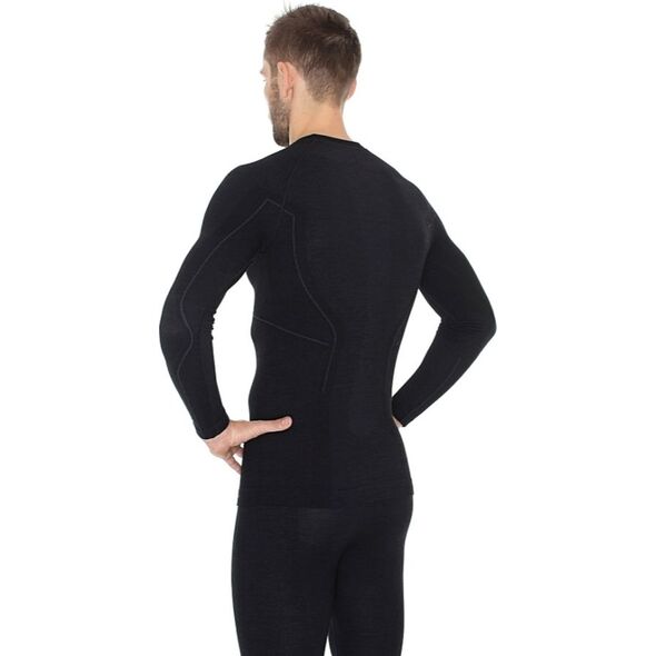 Brubeck Koszulka męska z długim rękawem Active Wool czarna r. XXL (LS12820)