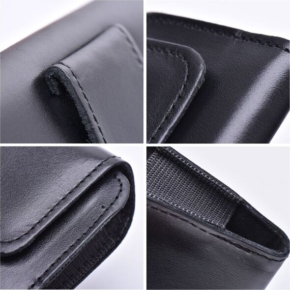 OEM Skórzana uniwersalna kabura pozioma do paska - ROYAL / czarny - Rozmiar M - do IPHONE 12 MINI / 13 MINI / SAMSUNG A40 / S8 / XIAOMI 12 / Redmi 5A 13089743 5903396200960