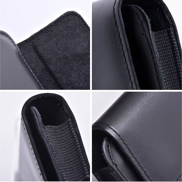 OEM Skórzana uniwersalna kabura pozioma do paska - ROYAL / czarny - Rozmiar M - do IPHONE 12 MINI / 13 MINI / SAMSUNG A40 / S8 / XIAOMI 12 / Redmi 5A 13089743 5903396200960