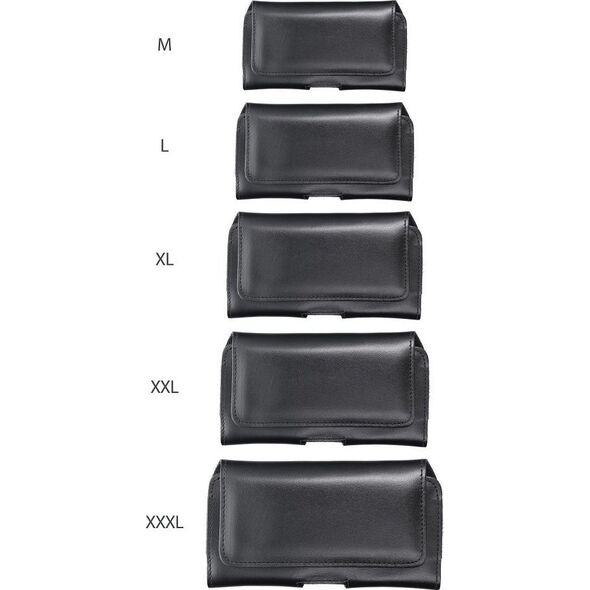 OEM Skórzana uniwersalna kabura pozioma do paska - ROYAL / czarny - Rozmiar M - do IPHONE 12 MINI / 13 MINI / SAMSUNG A40 / S8 / XIAOMI 12 / Redmi 5A 13089743 5903396200960