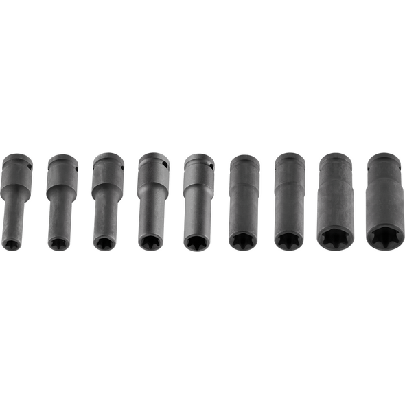 Neo Zestaw nasadek udarowych Torx 1/2" E10-E24 długich 9szt. (12-110)