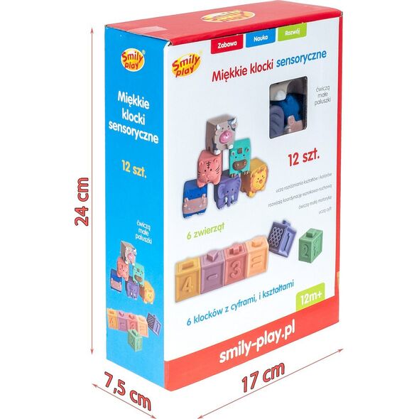 Smily Play Miękkie klocki sensoryczne 12 sztuk