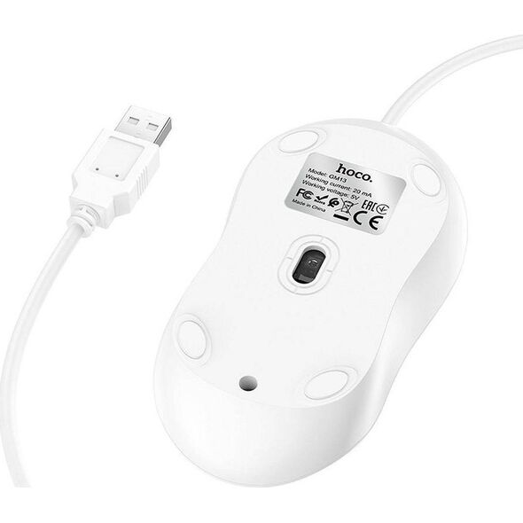 Mysz Hoco HOCO mysz komputerowa przewodowa USB A GM13 1,5 m biała