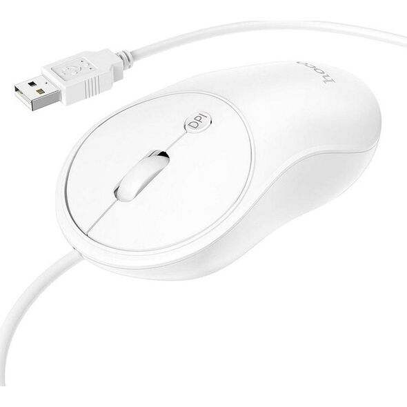 Mysz Hoco HOCO mysz komputerowa przewodowa USB A GM13 1,5 m biała