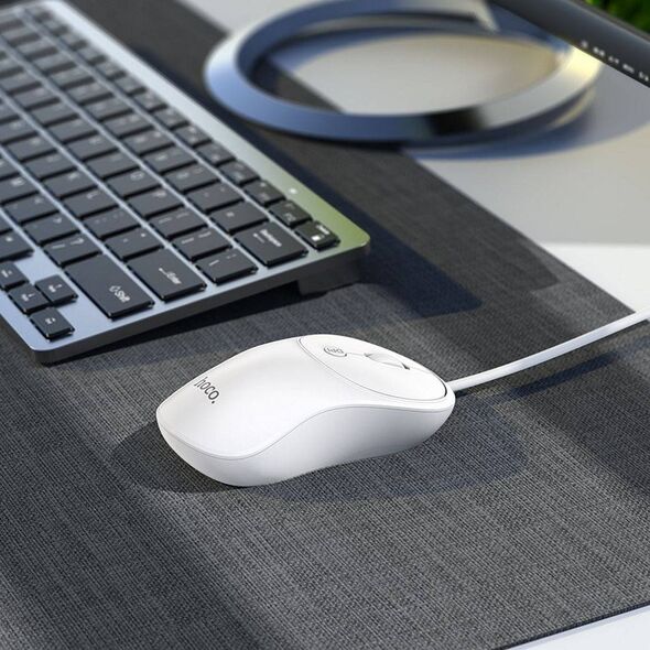 Mysz Hoco HOCO mysz komputerowa przewodowa USB A GM13 1,5 m biała
