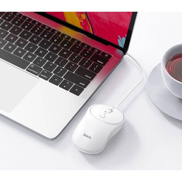 Mysz Hoco HOCO mysz komputerowa przewodowa USB A GM13 1,5 m biała