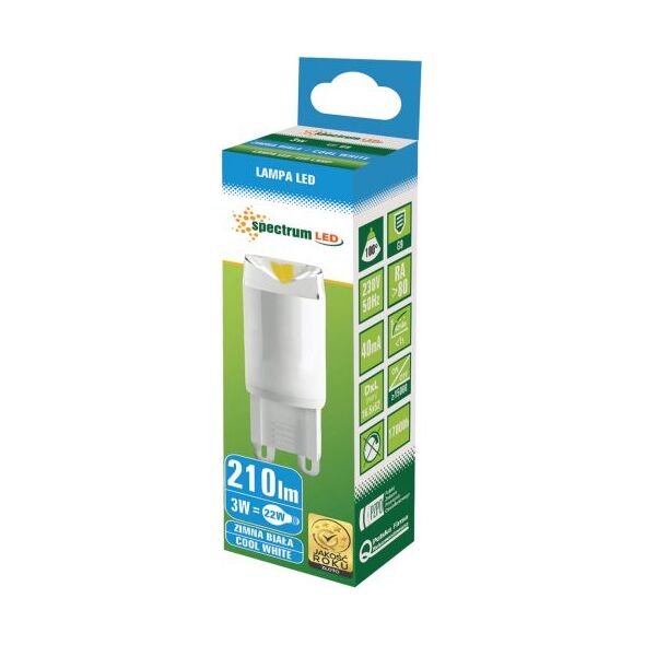 Spectrum LED G9, 230V, 3W, CW, ceramiczna (WOJ13064)