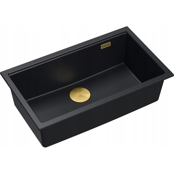 Νεροχύτης GraniteQ LOGAN 110 GraniteQ νεροχύτης καθαρού άνθρακα 76x44x23,5 cm 1 μπολ σε εσοχή με χειροκίνητο σιφόνι χρυσό 12945717 5905505500169