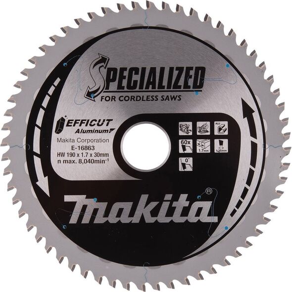 Makita MAKITA ΔΙΚΥΛΛΟ ΠΡΙΟΝΙ 190x30x60z ΑΠΟΔΟΣΗ ΓΙΑ ΑΛΟΥΜΙΝΙΟ 14088020 88381791847
