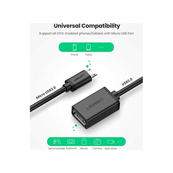 Adapter USB Ugreen microUSB - USB Czarny  (10396)