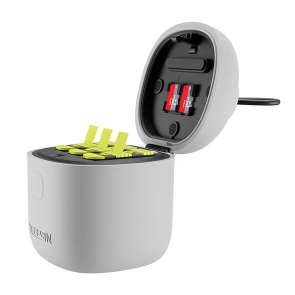 Telesin 3-slot waterproof charger Allin box for GoPro Hero 9 / Hero 10 + 2 batteries (GP-BTR-905-GY-B) 6972860179766