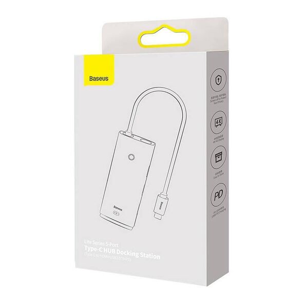 HUB Baseus Lite Series 5-Port USB-C to HDMI+USB3.0x3+PD (Black) 6932172628369