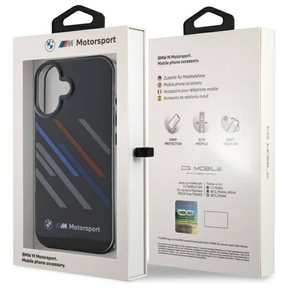 Original Case IPHONE 16 BMW Hardcase Motosport IML Random Stripes (BMHCP16S23HTRAK) black 3666339325329