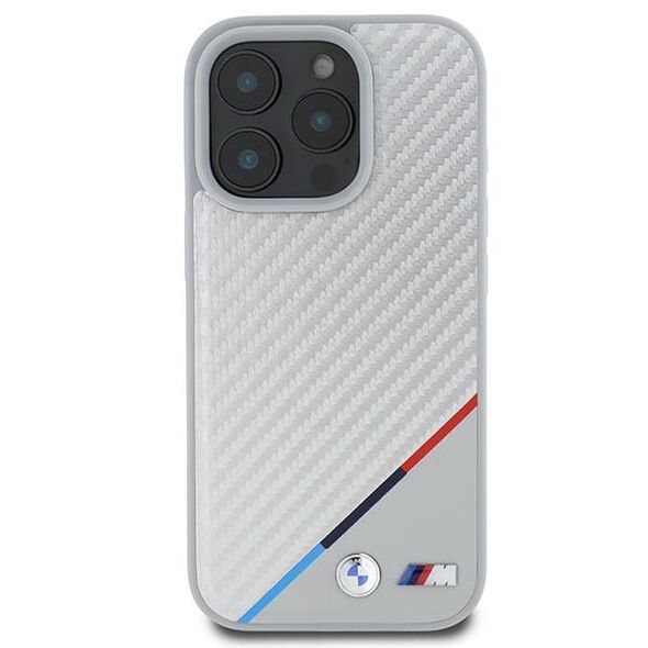 Original Case IPHONE 16 PRO BMW Hardcase M Carbon Tricolor Line MagSafe (BMHMP16L23PUDTS) gray 3666339312046