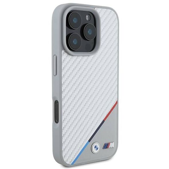 Original Case IPHONE 16 PRO BMW Hardcase M Carbon Tricolor Line MagSafe (BMHMP16L23PUDTS) gray 3666339312046