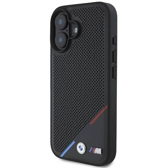 Original Case IPHONE 16 BMW Hardcase M Perforated Tricolor Line MagSafe (BMHMP16S23PUPDK) black 3666339323844