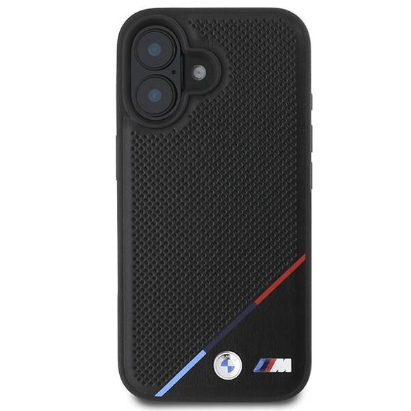 Original Case IPHONE 16 BMW Hardcase M Perforated Tricolor Line MagSafe (BMHMP16S23PUPDK) black 3666339323844