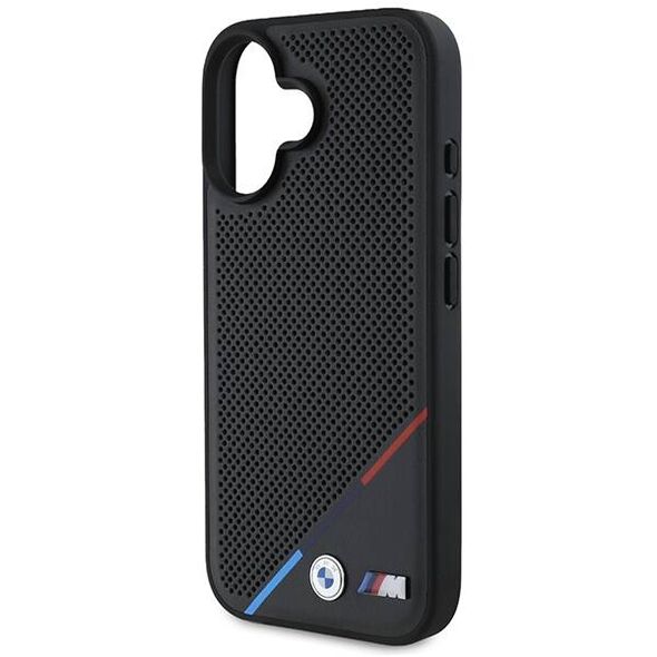 Original Case IPHONE 16 BMW Hardcase M Perforated Tricolor Line MagSafe (BMHMP16S23PUPDK) black 3666339323844