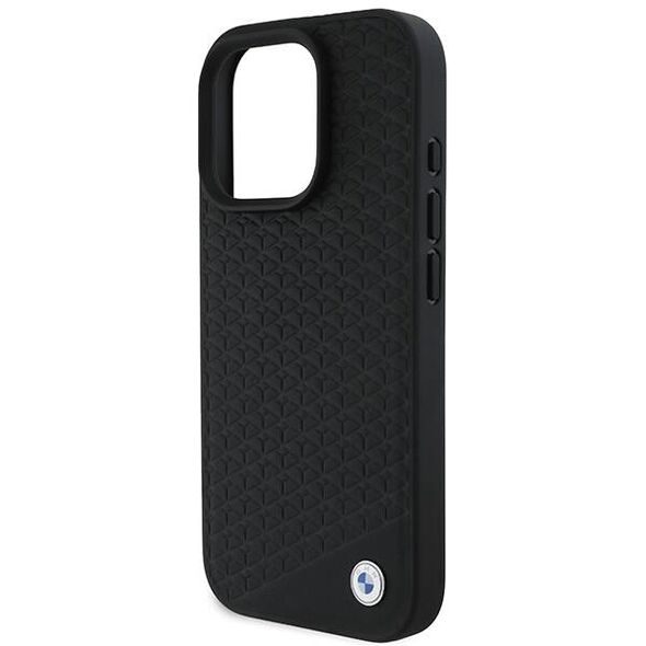 Original Case IPHONE 16 PRO MAX BMW Hardcase Signature Leather Diamond Metal Logo MagSafe (BMHMP16X23RDDK) black 3666339323233