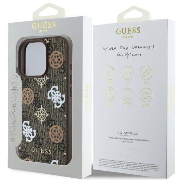 Original Case IPHONE 16 PRO MAX Guess Hardcase IML Peony On 4G Background MagSafe (GUHMP16XP4PWPW) brown 3666339303082