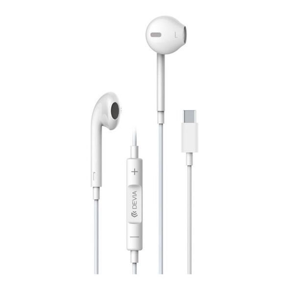 Hands Free Stereo Devia Earpods EM048 USB C με Χειριστήριο & Μικρόφωνο Smart Λευκό 6938595359354 6938595359354 έως και 12 άτοκες δόσεις