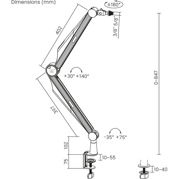 NanoRS Uchwyt mikrofonu 3/8" i 5/8" NanoRS, 1kg max RS422