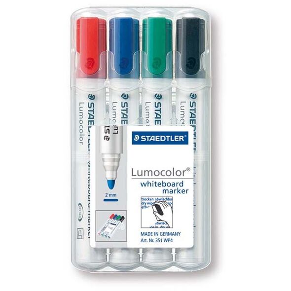 Staedtler MARKER DO TABLIC 351 4SZT. SUCHOŚCIERALNY OKRĄGŁY (S351WP4)