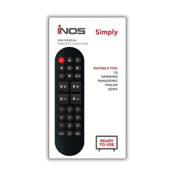 Τηλεχειριστήριο inos Simply για Samsung, LG, Sony, Philips & Panasonic TVs (Ready To Use) 5205598168841 5205598168841 έως και 12 άτοκες δόσεις