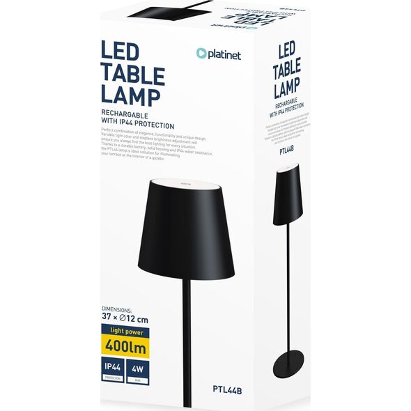 Lampa stołowa Platinet PLATINET TABLE RESTAURANT LAMP LAMPA BAROWA WATERPROOF IP44 REGULATION RECHARGABLE BLACK [45925]