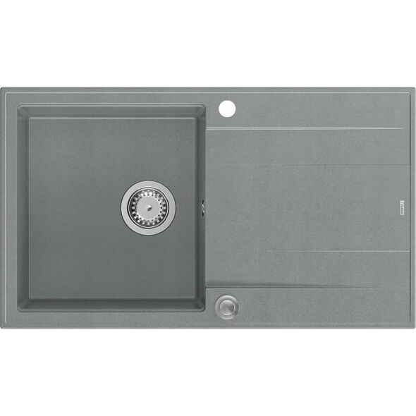 Zlewozmywak GraniteQ EVAN 111 GraniteQ zlewozmywak z syfonem Push 2 Open 1-komorowy z/o (860x500x210) silver stone / elementy stalowe