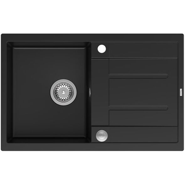 Zlewozmywak GraniteQ MORGAN 111 GraniteQ zlewozmywak pure carbon z syfonem Push To Open 1-komorowy z/o / elementy stal szlachetna