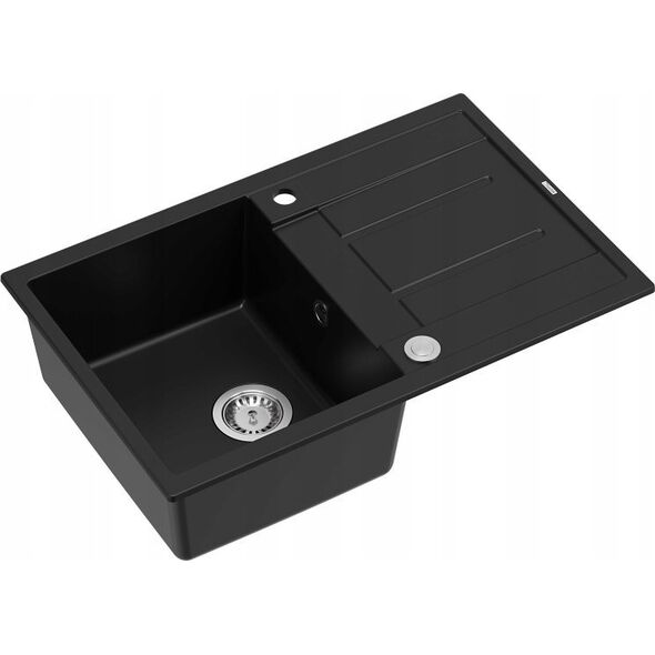 Zlewozmywak GraniteQ MORGAN 111 GraniteQ zlewozmywak pure carbon z syfonem Push To Open 1-komorowy z/o / elementy stal szlachetna