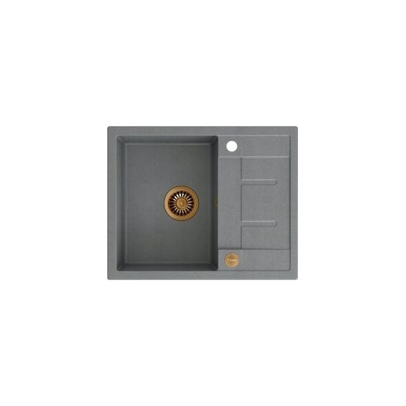 Zlewozmywak GraniteQ MORGAN 116 GraniteQ zlewozmywak silver stone z syfonem Push To Open kol. miedziany 1-komorowy z/o + zaczepy 4 szt