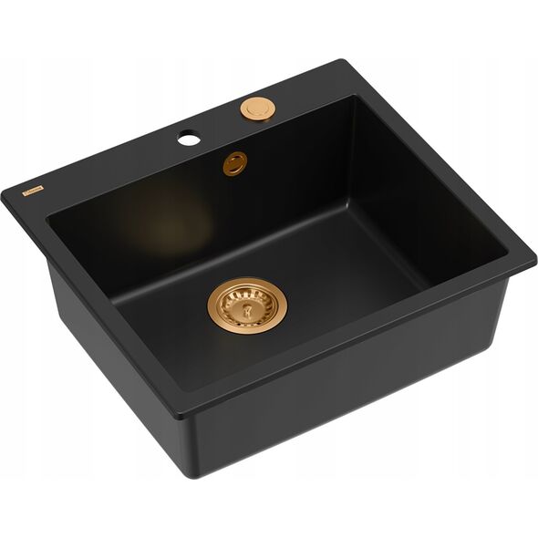 Zlewozmywak GraniteQ MORGAN 110 GraniteQ zlewozmywak pure carbon z syfonem Push To Open kol. miedziany 1-komorowy b/o + zaczepy 4 szt