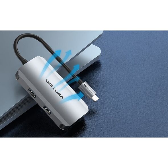 HUB USB Vention Vention TNBHB huby i koncentratory USB Type-C 5000 Mbit/s Szary