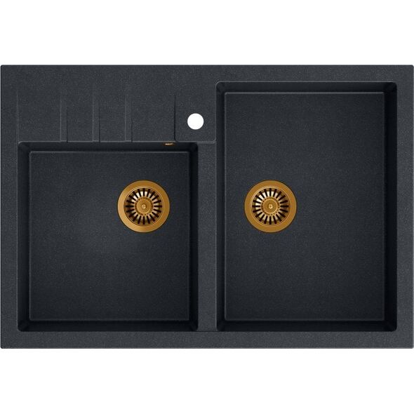 Zlewozmywak Quadron BILL 120 GraniteQ black diamond/elementy miedziane