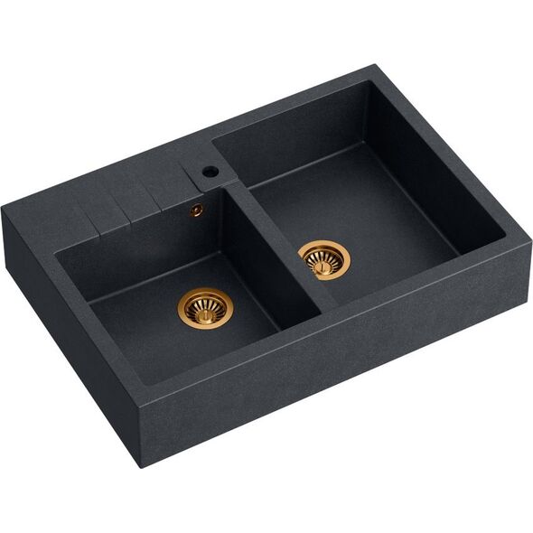 Zlewozmywak Quadron BILL 120 GraniteQ black diamond/elementy miedziane