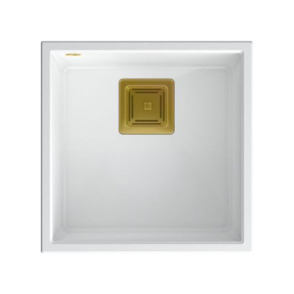 Zlewozmywak Quadron DAVID 40 GraniteQ snow white/elementy złote