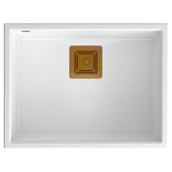 Zlewozmywak Quadron DAVID 50 GraniteQ snow white/elementy miedziane