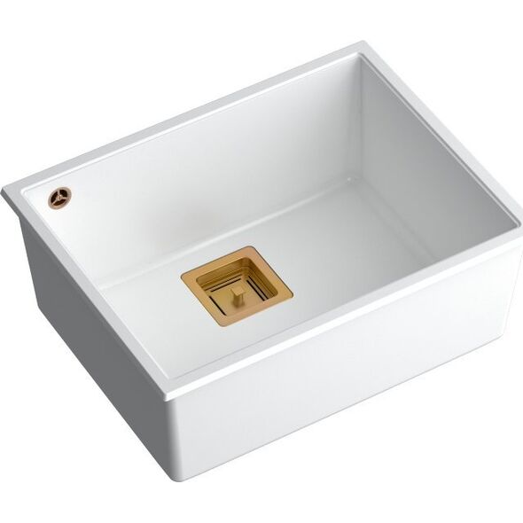 Zlewozmywak Quadron DAVID 50 GraniteQ snow white/elementy miedziane