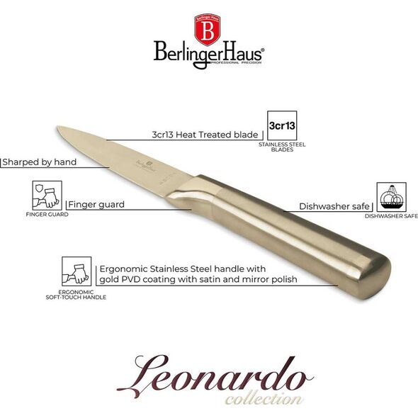 STALOWY NÓŻ DO OBIERANIA BERLINGER HAUS 9,5cm BH-2933 GOLD