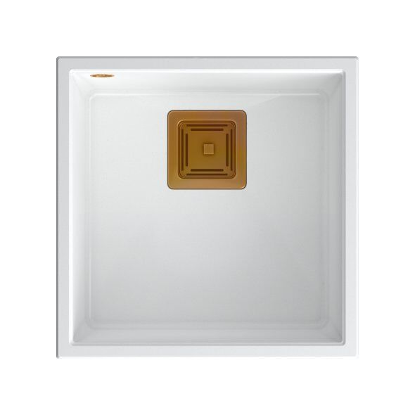 Zlewozmywak Quadron DAVID 40 GraniteQ snow white/elementy miedziane
